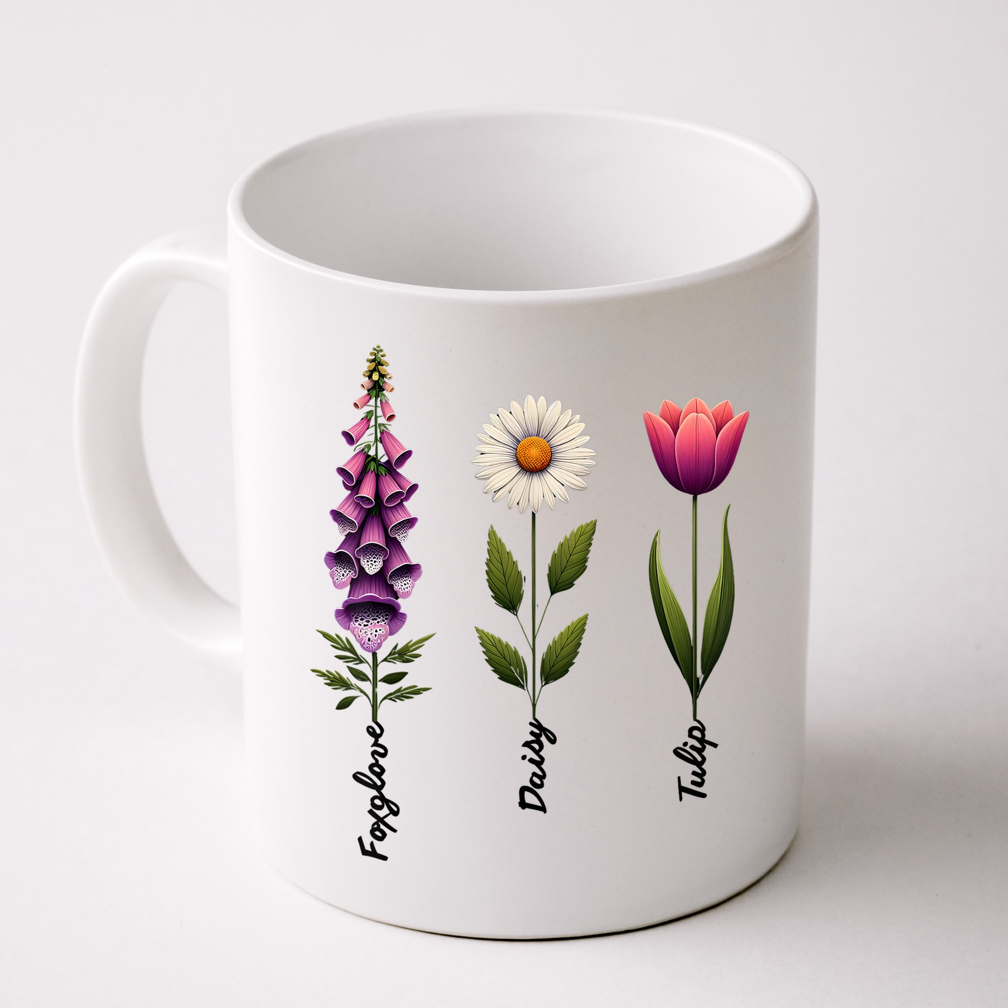 Foxglove Daisy Tulip Floral  Mug