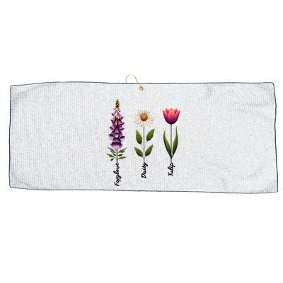 Foxglove Daisy Tulip Floral  Large Microfiber Waffle Golf Towel