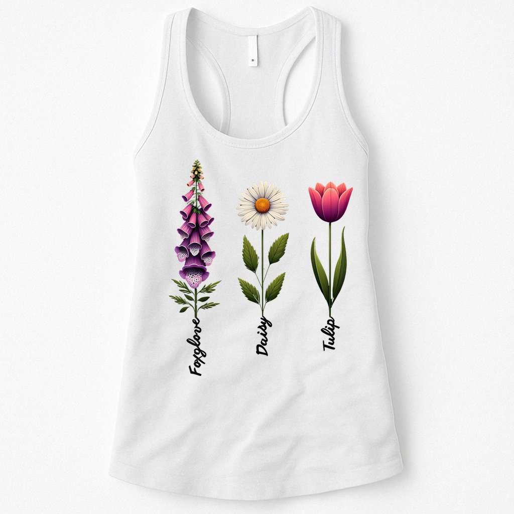Foxglove Daisy Tulip Floral  Womens Tank Top