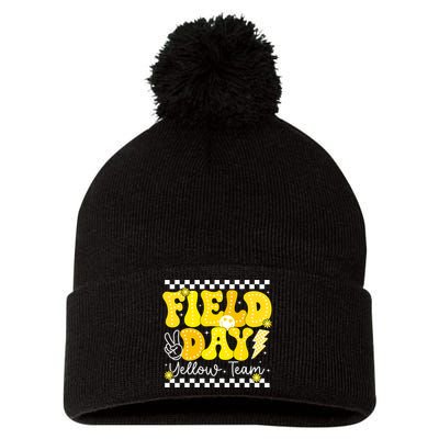 Field Day Trip Yellow Team Color Game Competition  Pom Pom 12in Knit Beanie