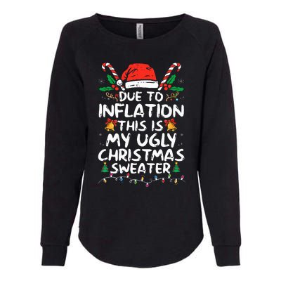 Funny Due to Inflation Ugly Christmas Sweaters  Womens California Wash Sweatshirt