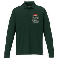 Funny Due to Inflation Ugly Christmas Sweaters  Performance Long Sleeve Polo