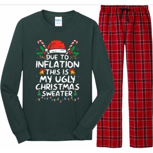 Funny Due to Inflation Ugly Christmas Sweaters  Long Sleeve Pajama Set