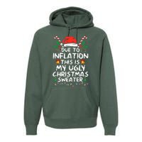 Funny Due to Inflation Ugly Christmas Sweaters  Premium Hoodie