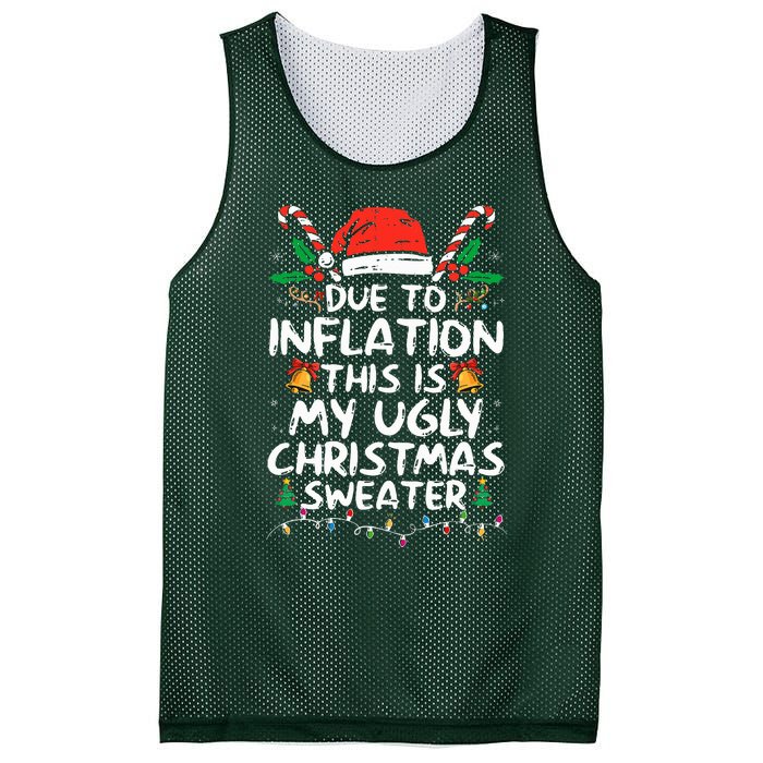 Funny Due to Inflation Ugly Christmas Sweaters  Mesh Reversible Basketball Jersey Tank