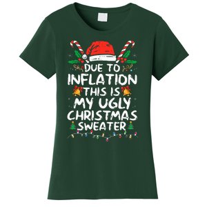 Funny Due to Inflation Ugly Christmas Sweaters  Women's T-Shirt