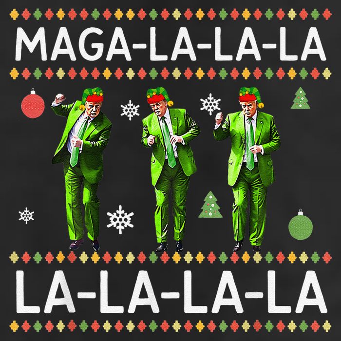 Funny Donald Trump Ugly Christmas Sweater. Maga La La La Beanie
