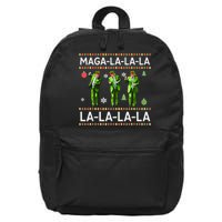 Funny Donald Trump Ugly Christmas Sweater. Maga La La La 16 in Basic Backpack