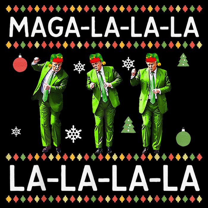Funny Donald Trump Ugly Christmas Sweater. Maga La La La 16 in Basic Backpack