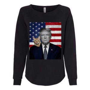 Funny Donald Trump And Cat Political Usa Flag Election 2024 Womens California Wash Sweatshirt