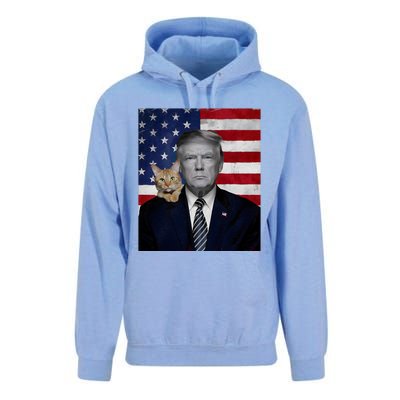 Funny Donald Trump And Cat Political Usa Flag Election 2024 Unisex Surf Hoodie