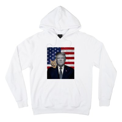 Funny Donald Trump And Cat Political Usa Flag Election 2024 Hoodie