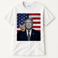 Funny Donald Trump And Cat Political Usa Flag Election 2024 Tall T-Shirt