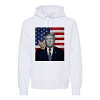 Funny Donald Trump And Cat Political Usa Flag Election 2024 Premium Hoodie