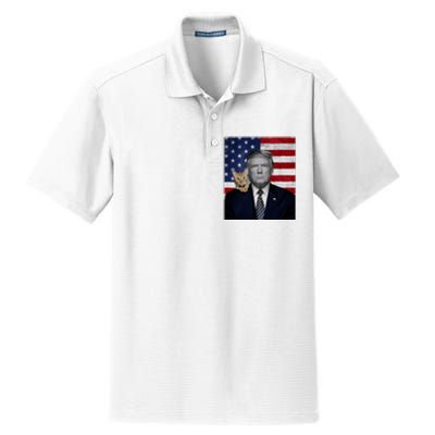 Funny Donald Trump And Cat Political Usa Flag Election 2024 Dry Zone Grid Polo