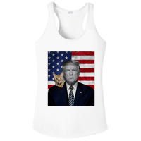 Funny Donald Trump And Cat Political Usa Flag Election 2024 Ladies PosiCharge Competitor Racerback Tank