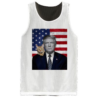 Funny Donald Trump And Cat Political Usa Flag Election 2024 Mesh Reversible Basketball Jersey Tank