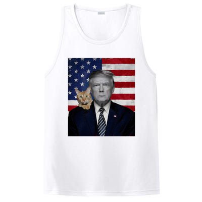 Funny Donald Trump And Cat Political Usa Flag Election 2024 PosiCharge Competitor Tank