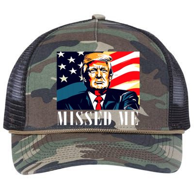 Funny Donald Trump Missed Me Assassination Attempt 2025 Retro Rope Trucker Hat Cap