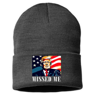 Funny Donald Trump Missed Me Assassination Attempt 2025 Sustainable Knit Beanie