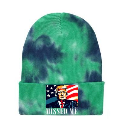 Funny Donald Trump Missed Me Assassination Attempt 2025 Tie Dye 12in Knit Beanie