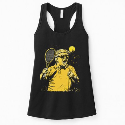 Funny Donald Trump Tennis Lovers Graphics Tennis Dad Womens Tank Top