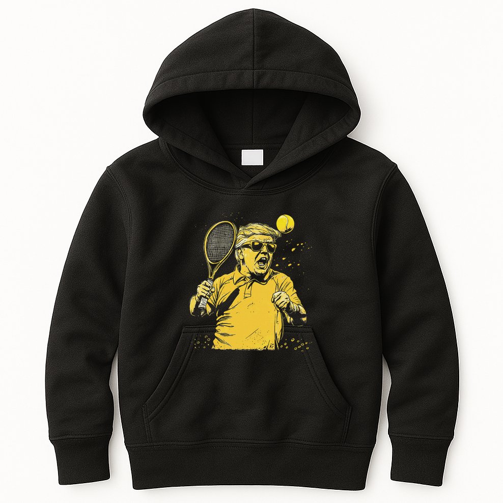 Funny Donald Trump Tennis Lovers Graphics Tennis Dad Kids Hoodie