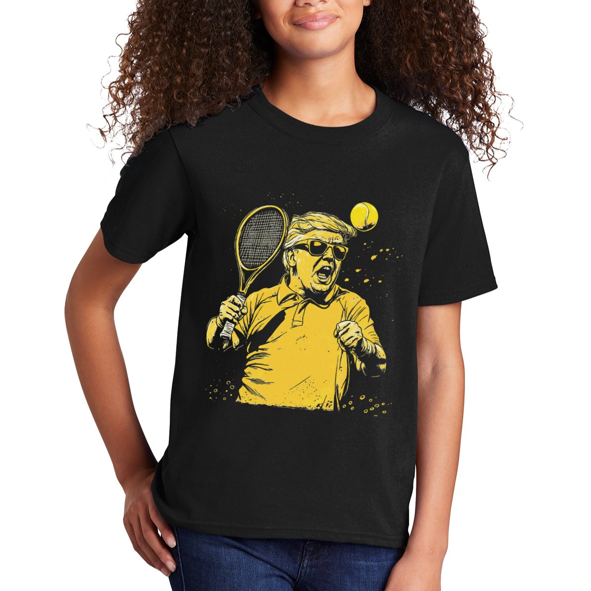 Funny Donald Trump Tennis Lovers Graphics Tennis Dad Kids T-Shirt
