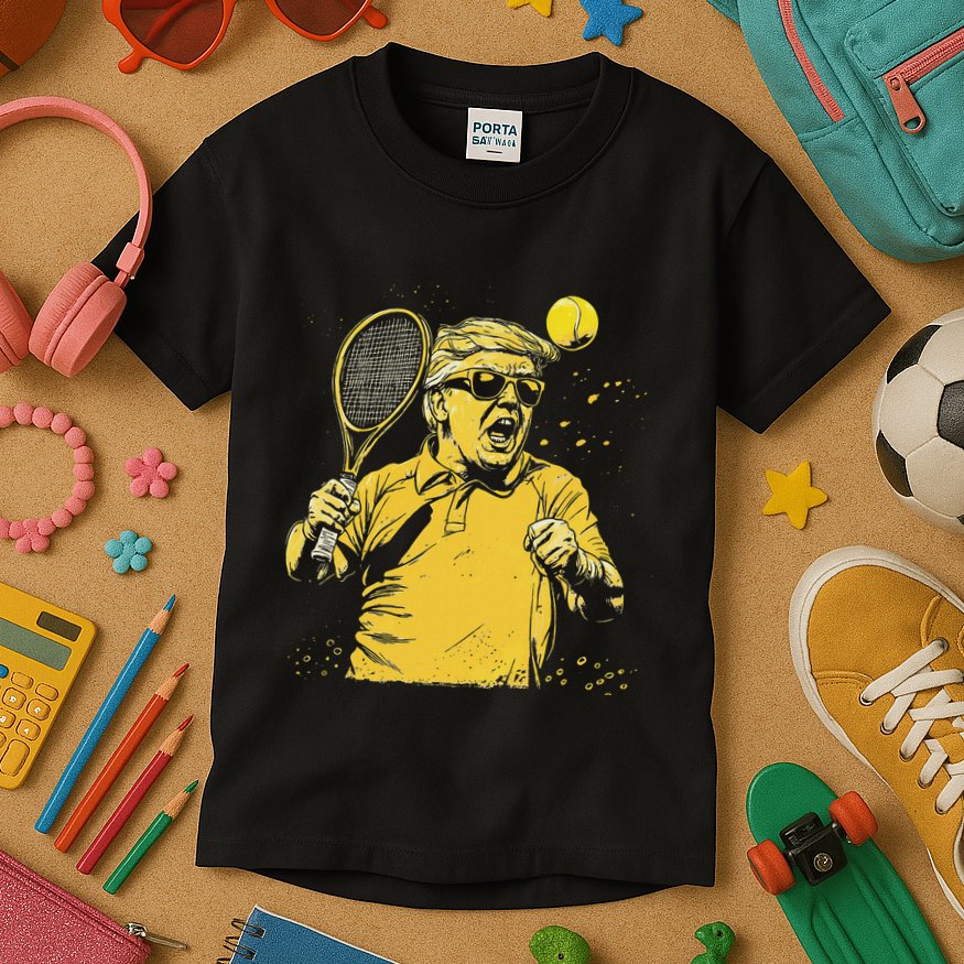 Funny Donald Trump Tennis Lovers Graphics Tennis Dad Kids T-Shirt
