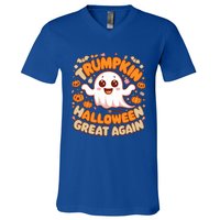 Funny Donald Trump Trumpkin Make Halloween Great Again Gift V-Neck T-Shirt