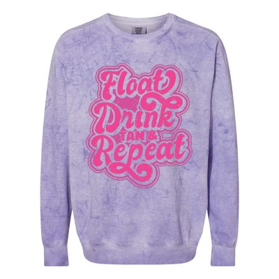 Float Drink Tan & Repeat River Tubing Colorblast Crewneck Sweatshirt