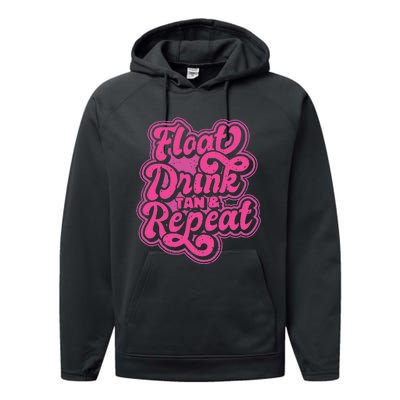 Float Drink Tan & Repeat River Tubing Performance Fleece Hoodie