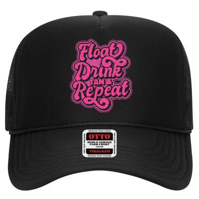 Float Drink Tan & Repeat River Tubing High Crown Mesh Back Trucker Hat