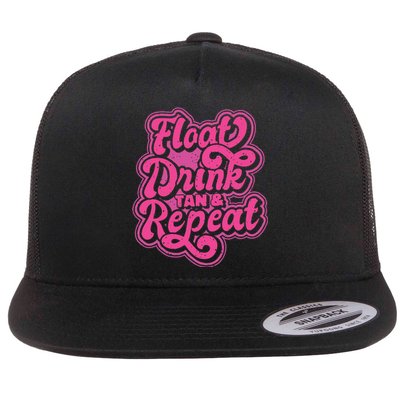 Float Drink Tan & Repeat River Tubing Flat Bill Trucker Hat