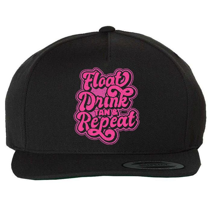 Float Drink Tan & Repeat River Tubing Wool Snapback Cap