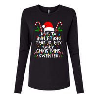 Funny Due To Inflation Ugly Christmas Sweaters For Women Womens Cotton Relaxed Long Sleeve T-Shirt