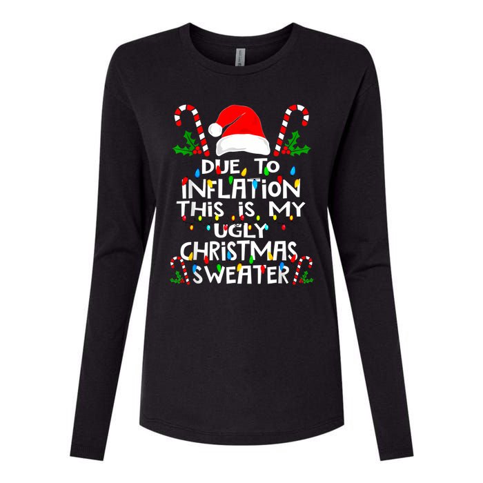 Funny Due To Inflation Ugly Christmas Sweaters For Women Womens Cotton Relaxed Long Sleeve T-Shirt