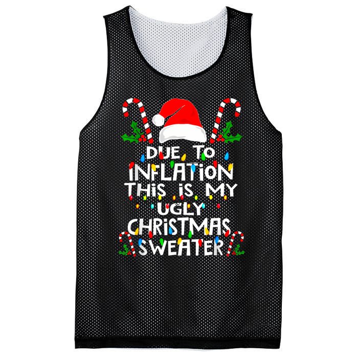 Funny Due To Inflation Ugly Christmas Sweaters For Women Mesh Reversible Basketball Jersey Tank