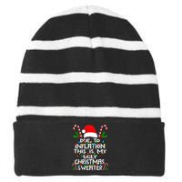 Funny Due To Inflation Ugly Christmas Sweaters For Women Striped Beanie with Solid Band