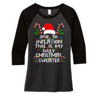 Funny Due To Inflation Ugly Christmas Sweaters For Women Women's Tri-Blend 3/4-Sleeve Raglan Shirt