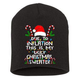 Funny Due To Inflation Ugly Christmas Sweaters For Women Short Acrylic Beanie