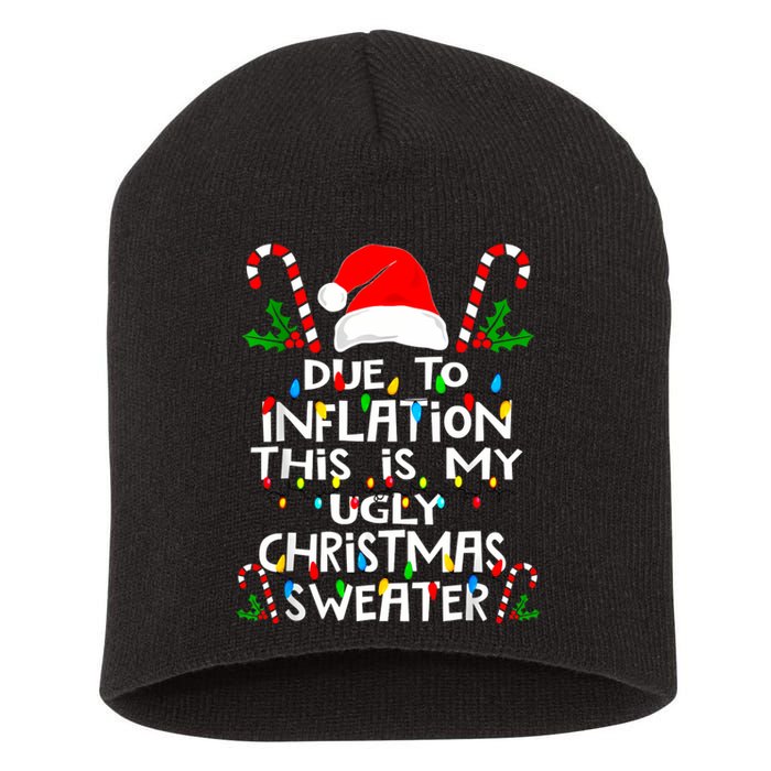 Funny Due To Inflation Ugly Christmas Sweaters For Women Short Acrylic Beanie