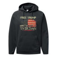 Free Donald Trump Republican Pro Trump American Flag Vintage Performance Fleece Hoodie