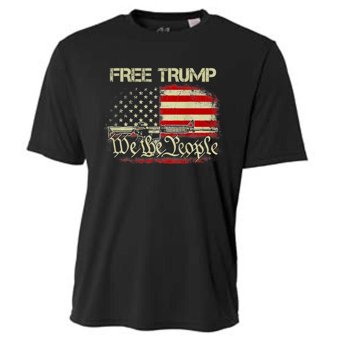 Free Donald Trump Republican Pro Trump American Flag Vintage Cooling Performance Crew T-Shirt