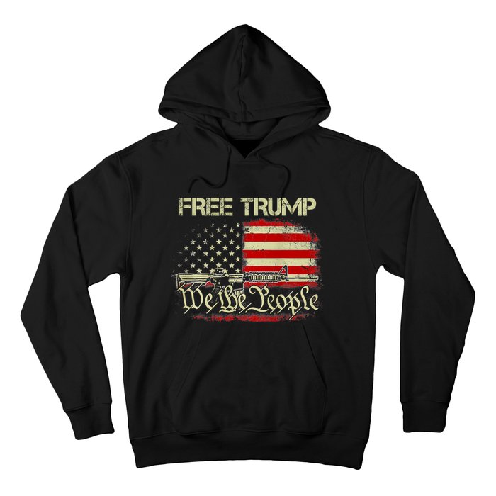 Free Donald Trump Republican Pro Trump American Flag Vintage Hoodie