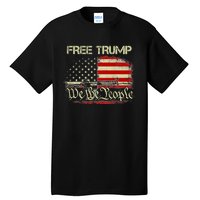 Free Donald Trump Republican Pro Trump American Flag Vintage Tall T-Shirt