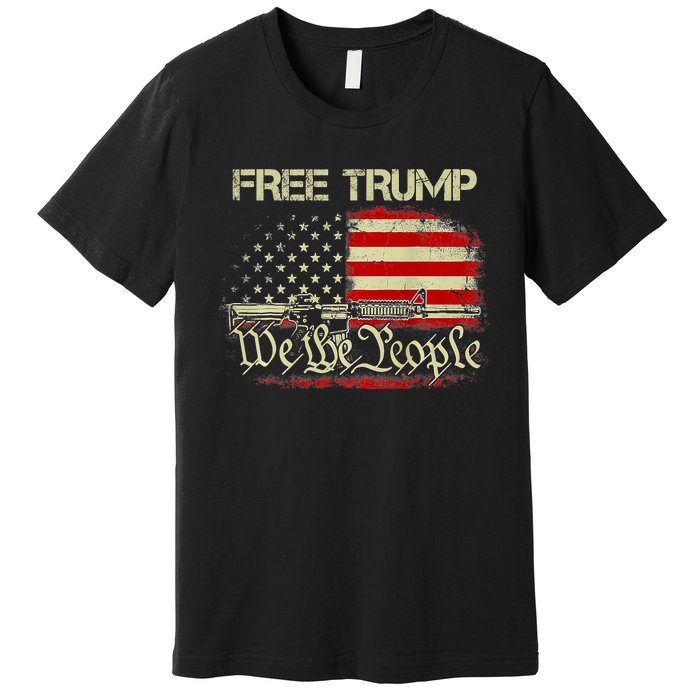 Free Donald Trump Republican Pro Trump American Flag Vintage Premium T-Shirt