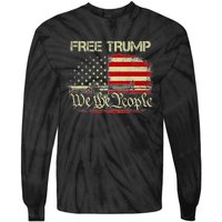 Free Donald Trump Republican Pro Trump American Flag Vintage Tie-Dye Long Sleeve Shirt