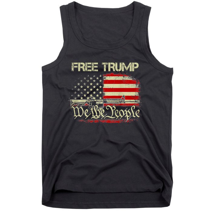 Free Donald Trump Republican Pro Trump American Flag Vintage Tank Top