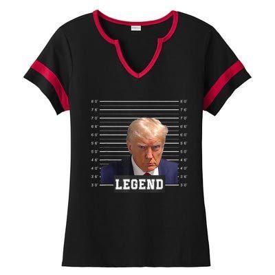 Free Donald Trump Mug Shot Republican President MAGA 2024 Ladies Halftime Notch Neck Tee